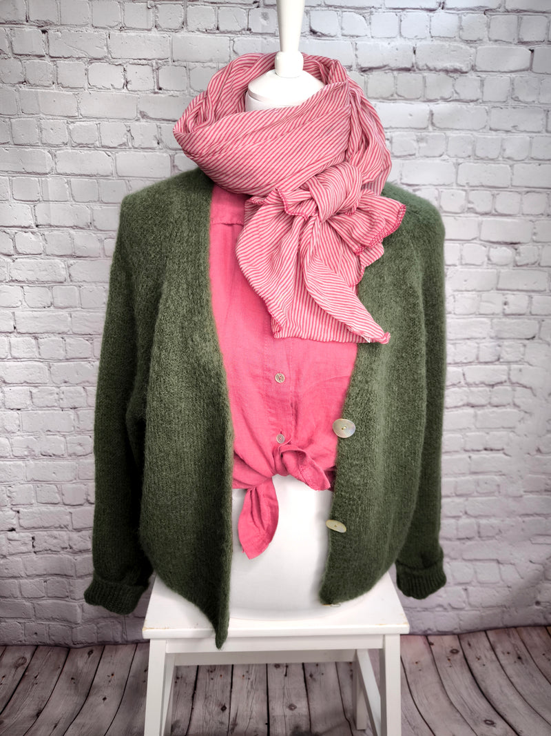Nachhaltige Alpaka Strickjacke in BIO QUALITÄT - Khaki