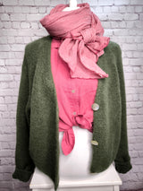 Nachhaltige Alpaka Strickjacke in BIO QUALITÄT - Khaki