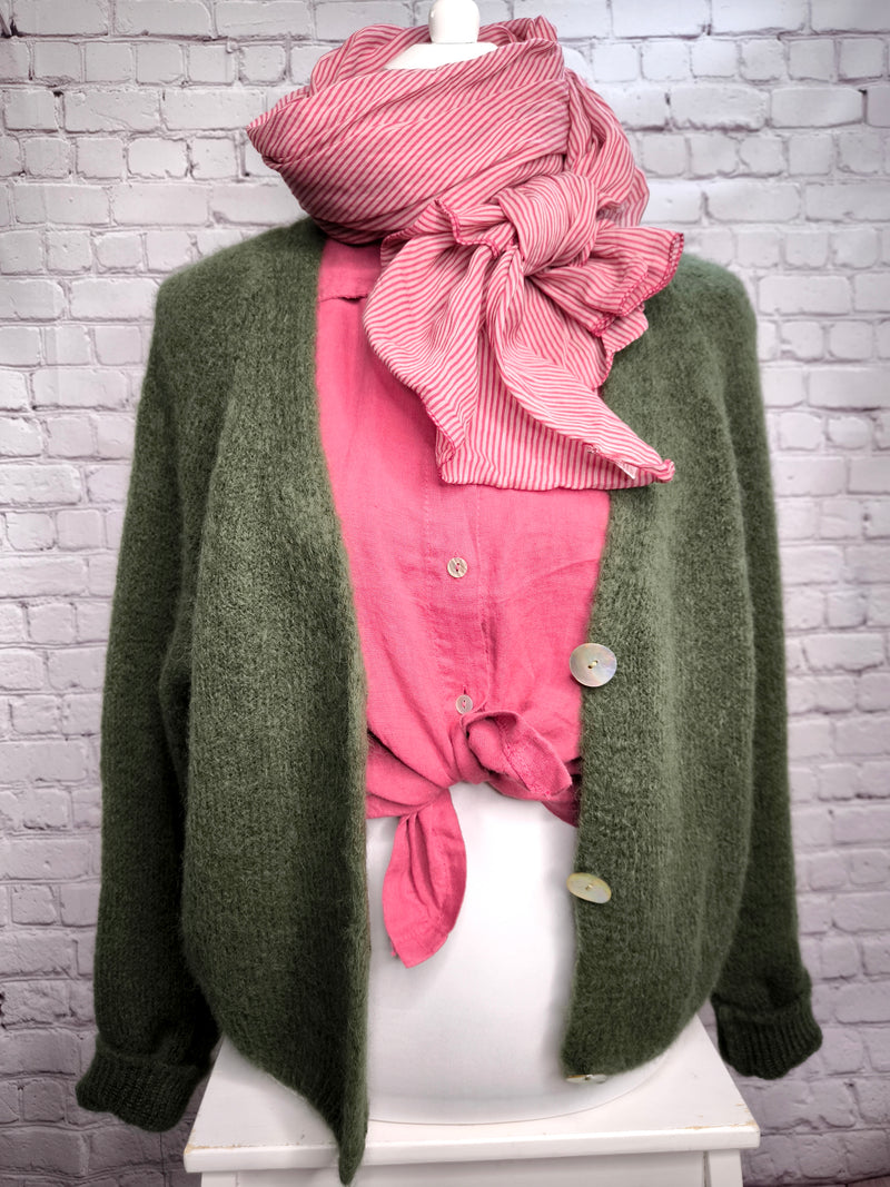 Nachhaltige Alpaka Strickjacke in BIO QUALITÄT - Khaki