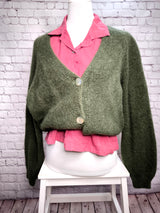 Nachhaltige Alpaka Strickjacke in BIO QUALITÄT - Khaki