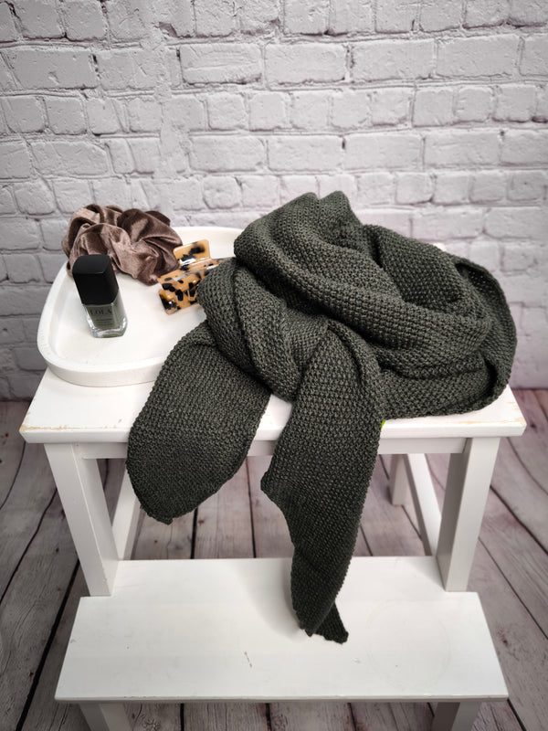 Dreieck Strickschal- abgegrautes Khaki