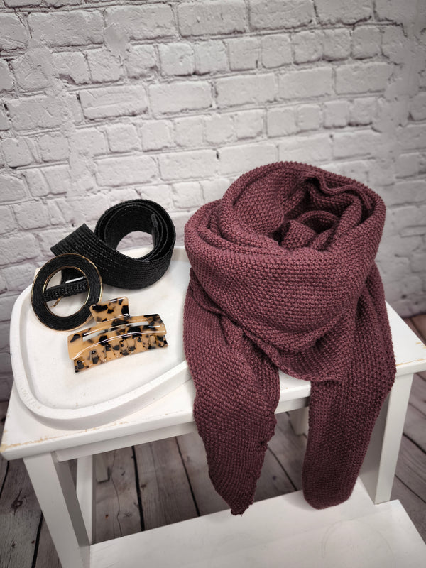 Dreieck Strickschal- Maroon