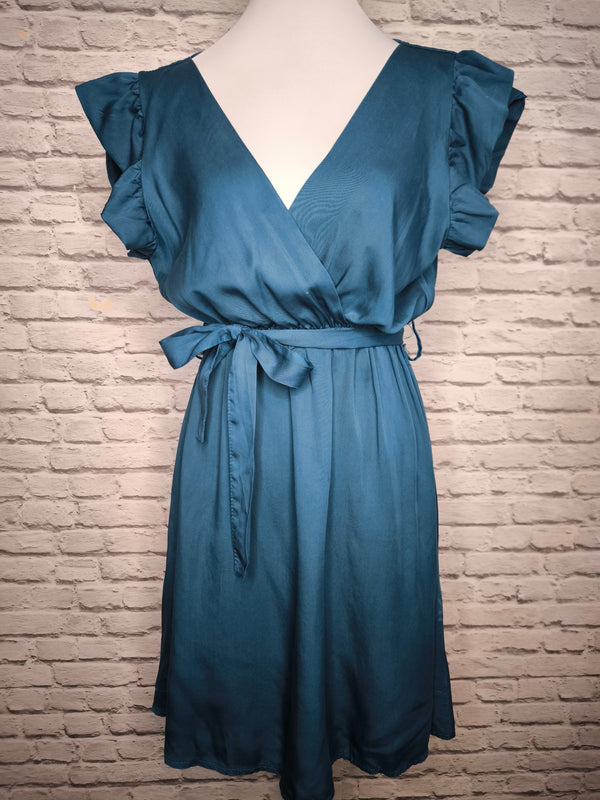 Sommerkleid mit Flügelärmel- Petrol