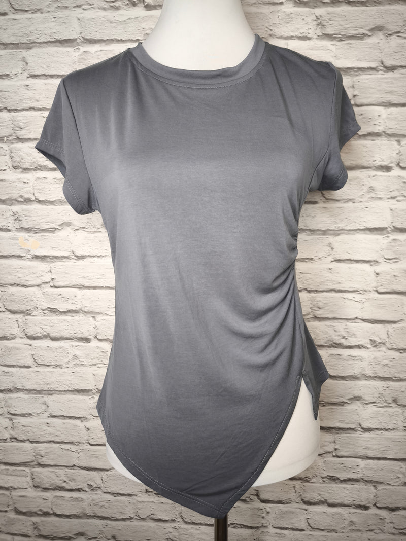 T- Shirt mit asymmetrischem Detail- Grau