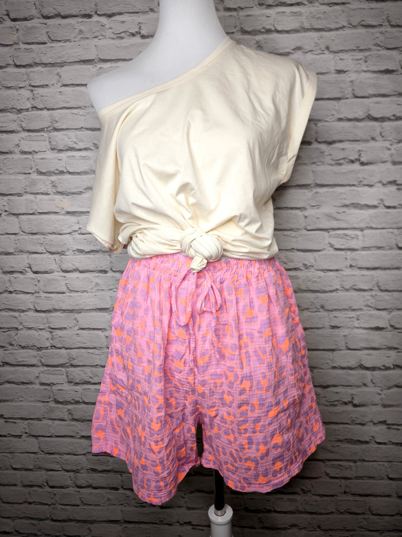 LEO Shorts aus Baumwollgaze