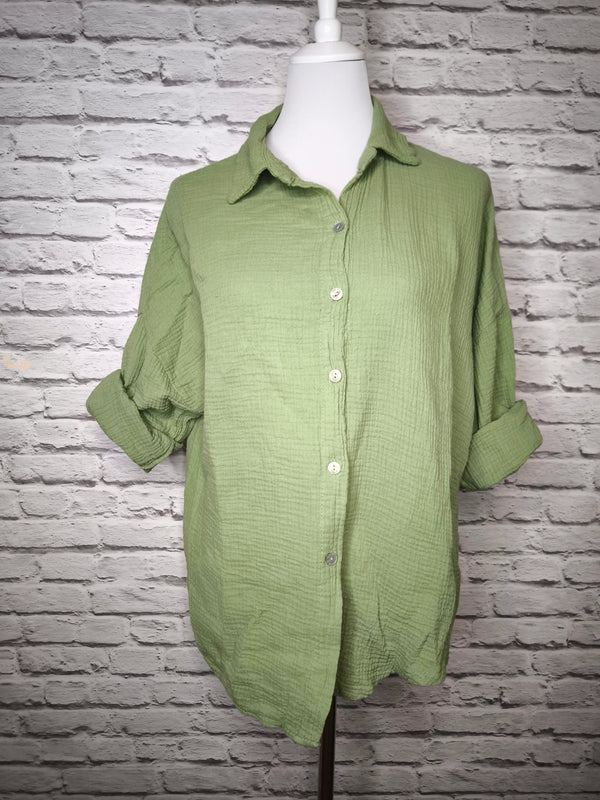 Musselinbluse- Limette