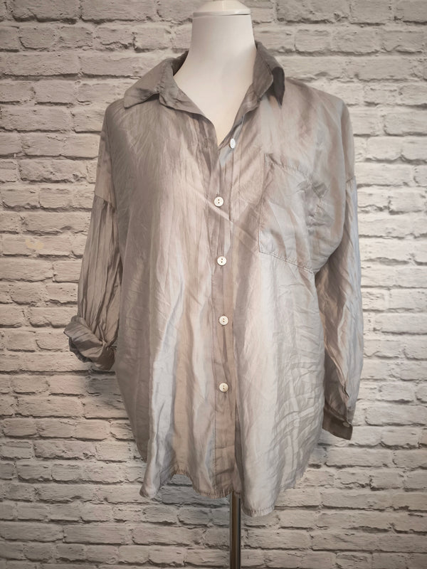 Transparentes Hemd Tencel- Taupe