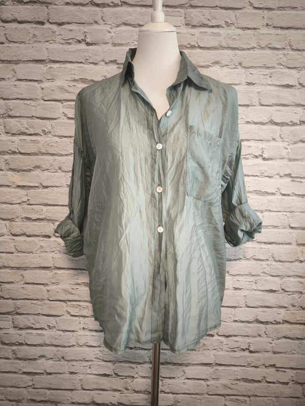 Transparentes Hemd Tencel- Salbei