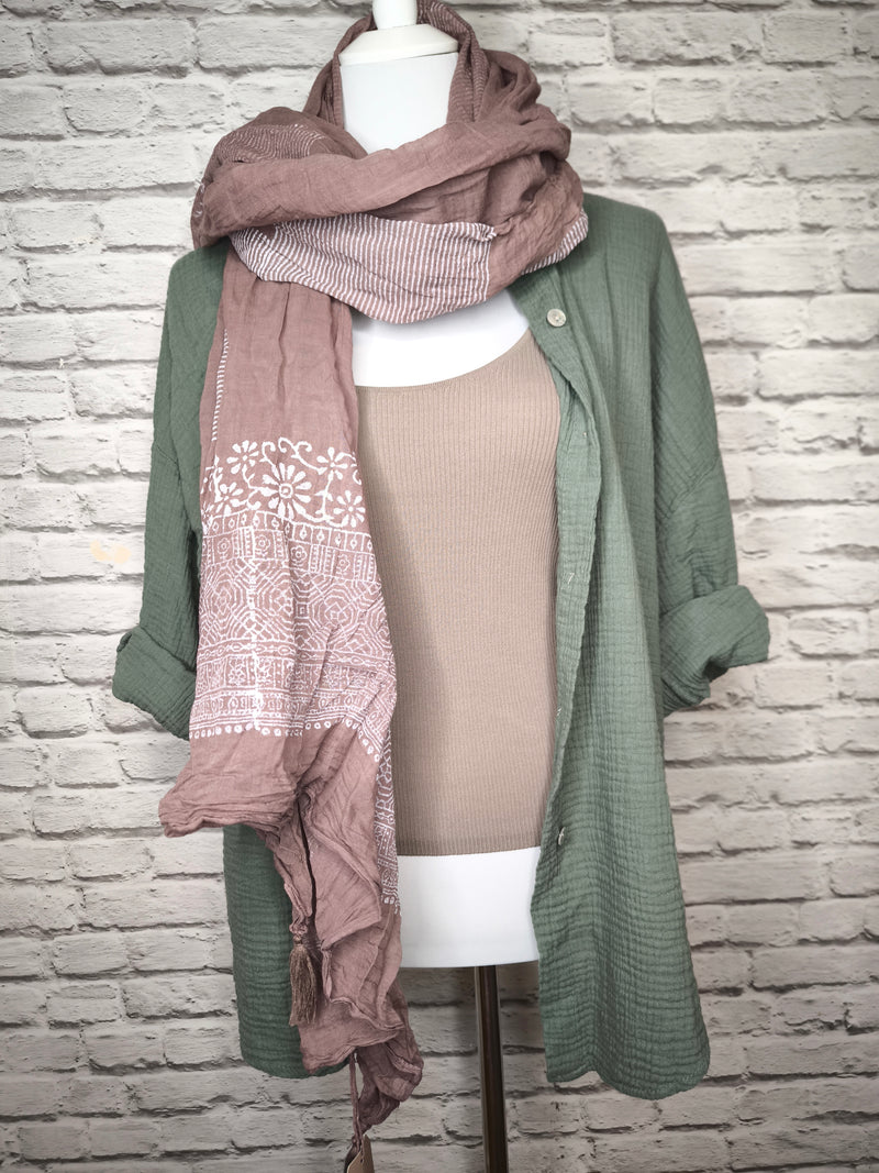 Musselinbluse- Khaki