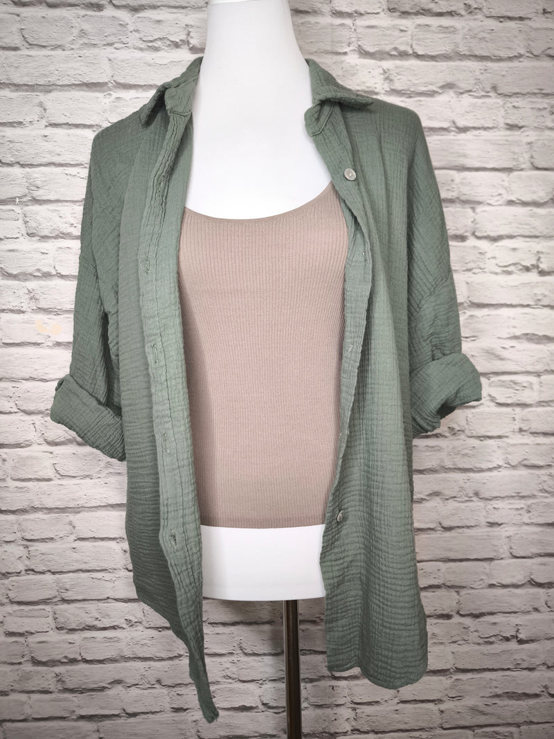 Musselinbluse- Khaki