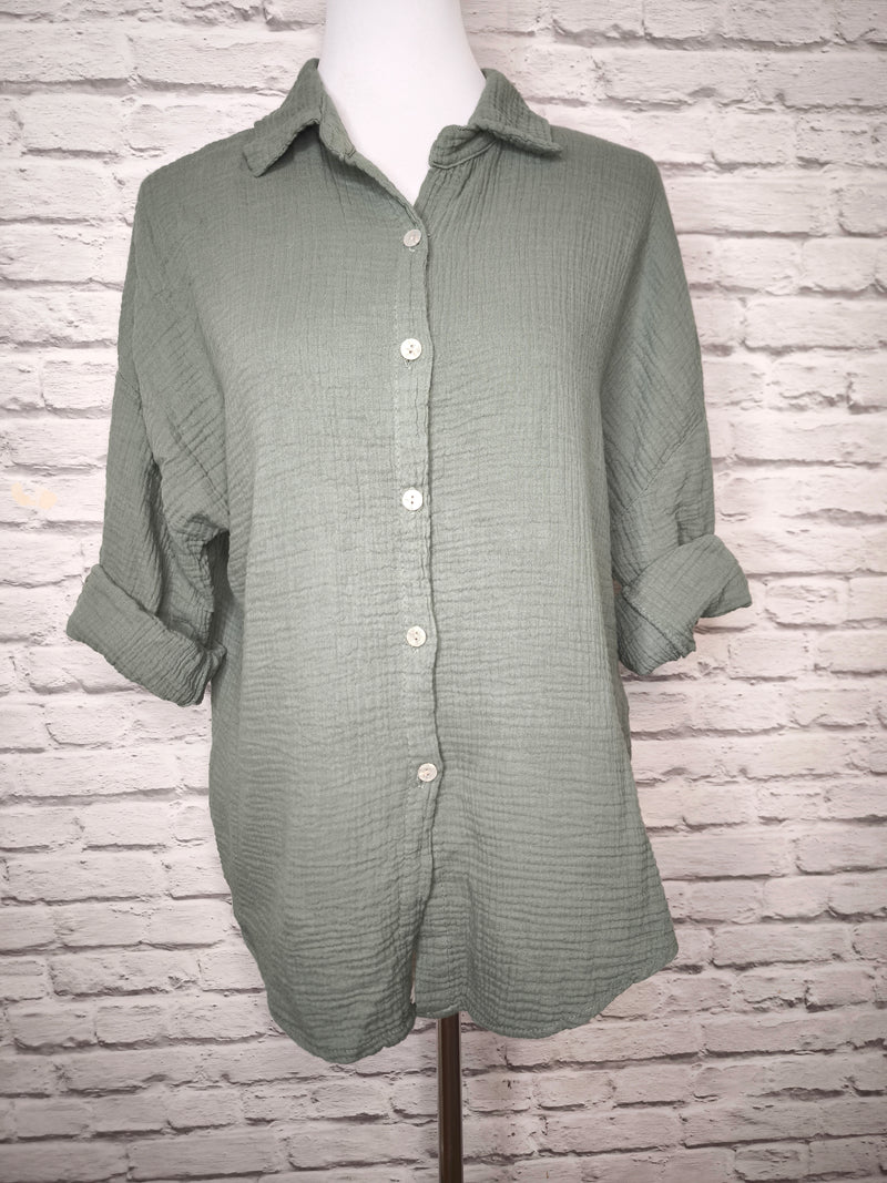 Musselinbluse- Khaki