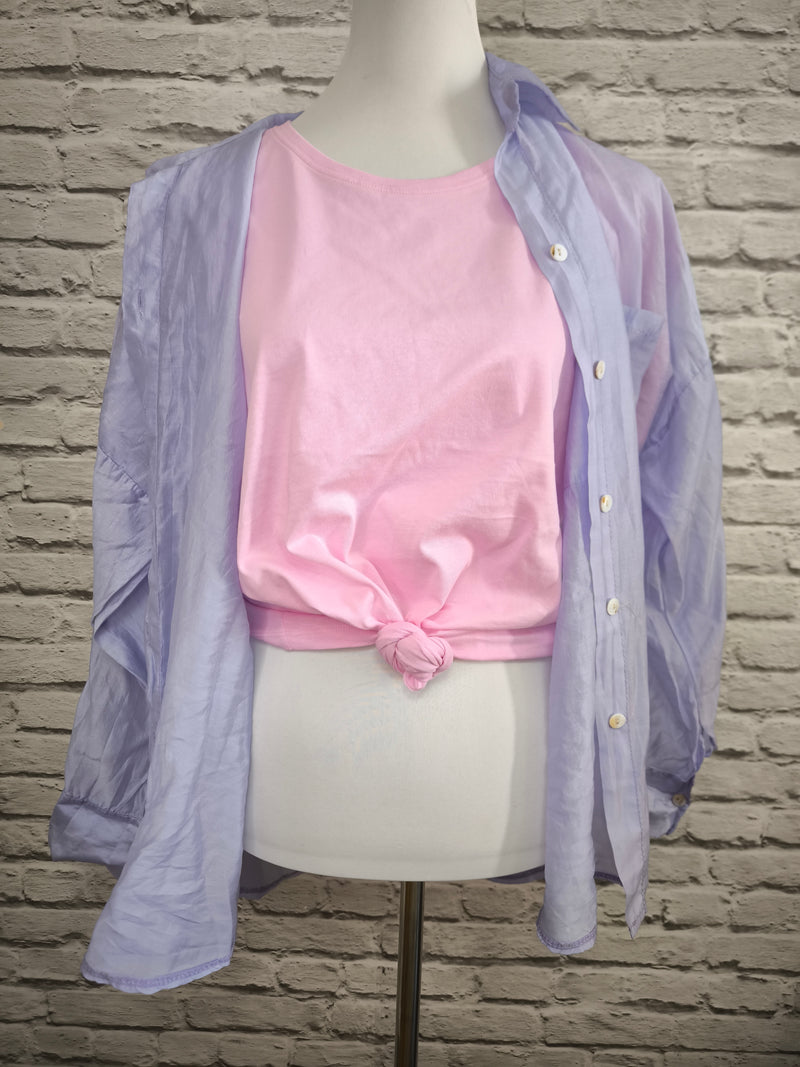 Transparentes Hemd Tencel- Lilablassblau