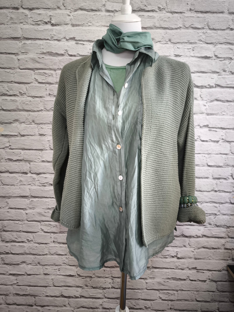 Transparentes Hemd Tencel- Salbei