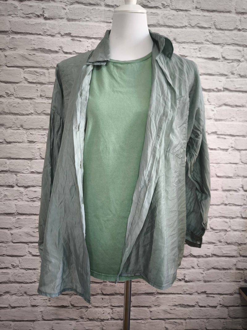 Transparentes Hemd Tencel- Salbei