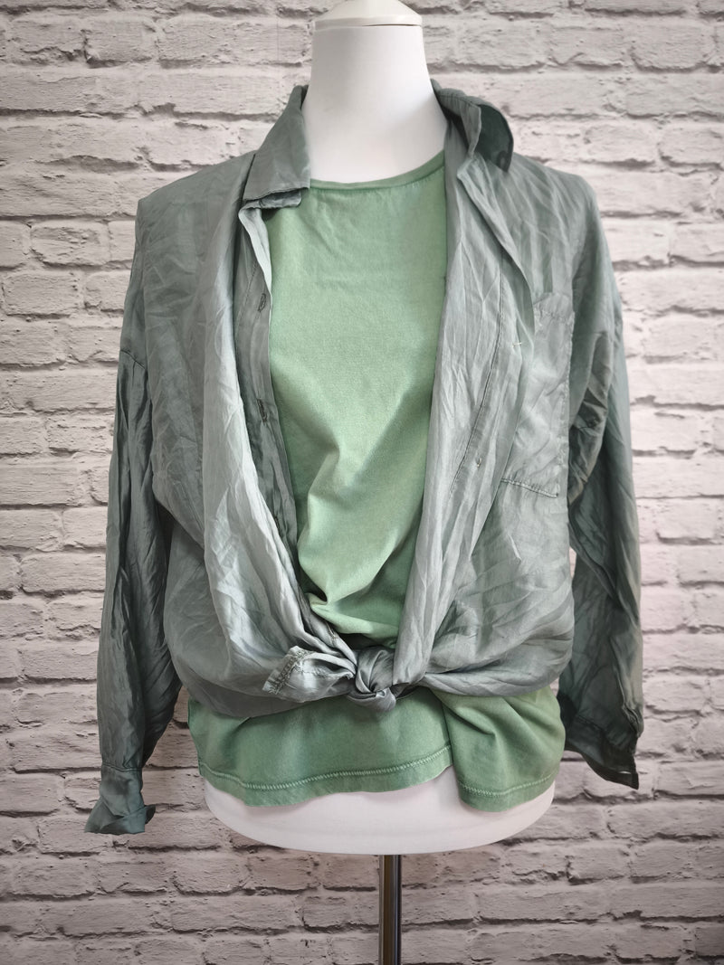 Transparentes Hemd Tencel- Salbei
