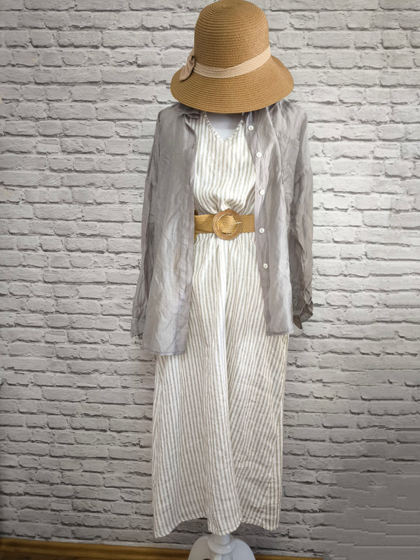 Transparentes Hemd Tencel- Taupe