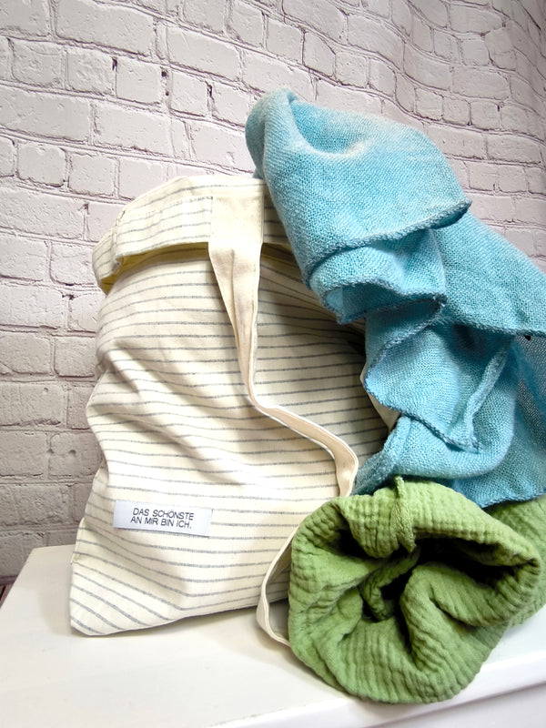 Organic Cotton Bag- Grau gestreift