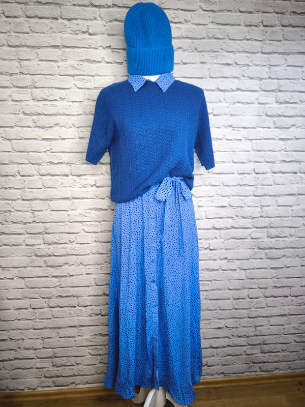 Nahtloser Häkel- Strickpullover mit Rundhalsausschnitt- HELLER SOMMER WINTER