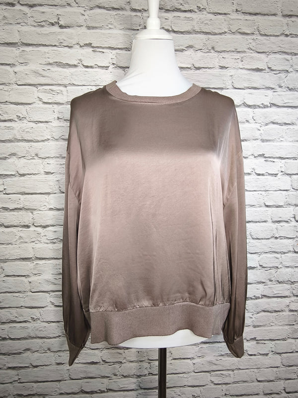 Fließender Rundhals-Viskose-Sweatshirt- DUNKLER FRÜHLING SOMMER