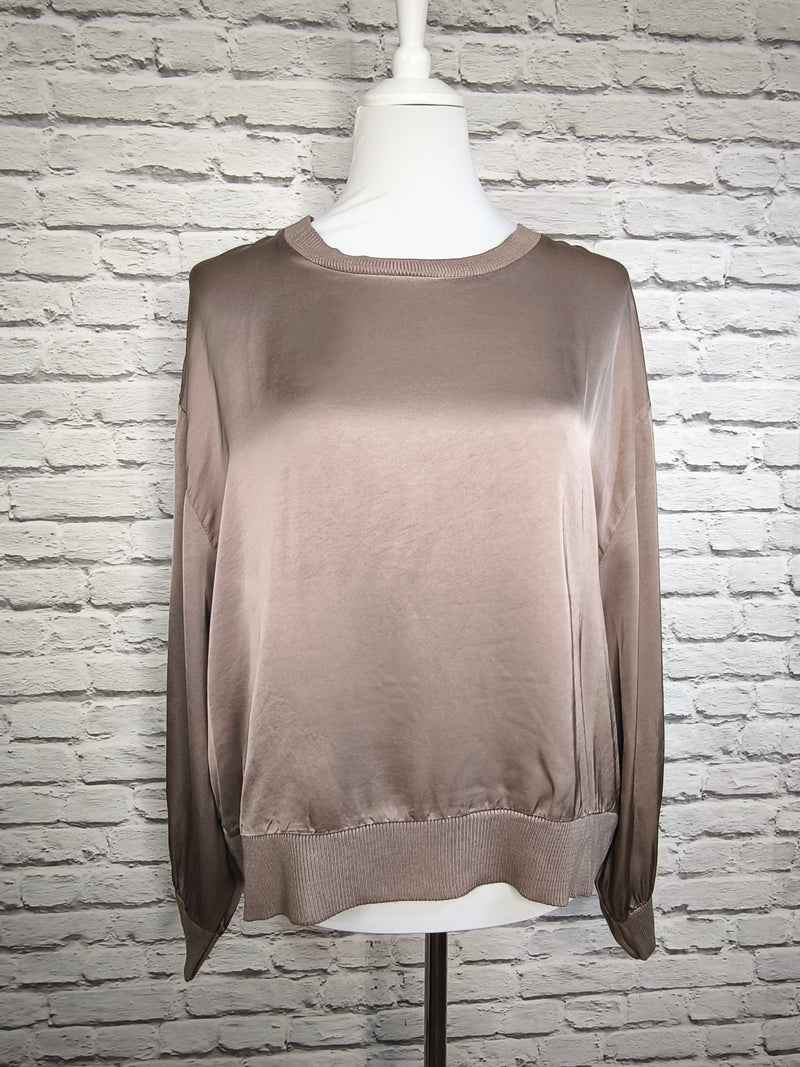 Fließender Rundhals-Viskose-Sweatshirt- DUNKLER FRÜHLING SOMMER