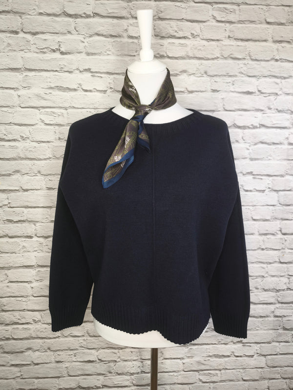 Feinstrickpullover mit Rundhalsausschnitt und Mittelnaht- HERBST WINTER