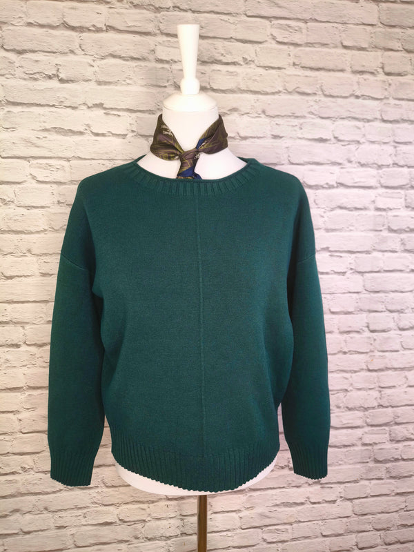 Feinstrickpullover mit Rundhalsausschnitt und Mittelnaht- HERBST WINTER