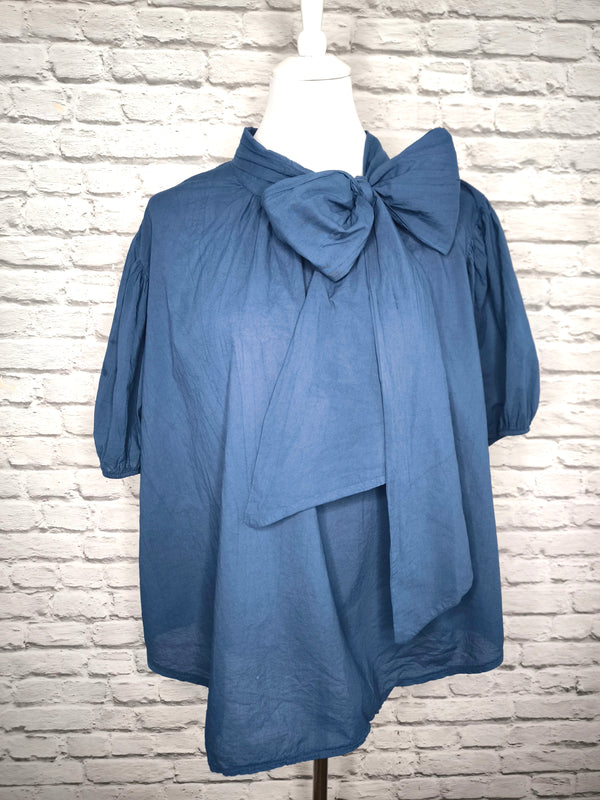 Schluppenbluse- Navy