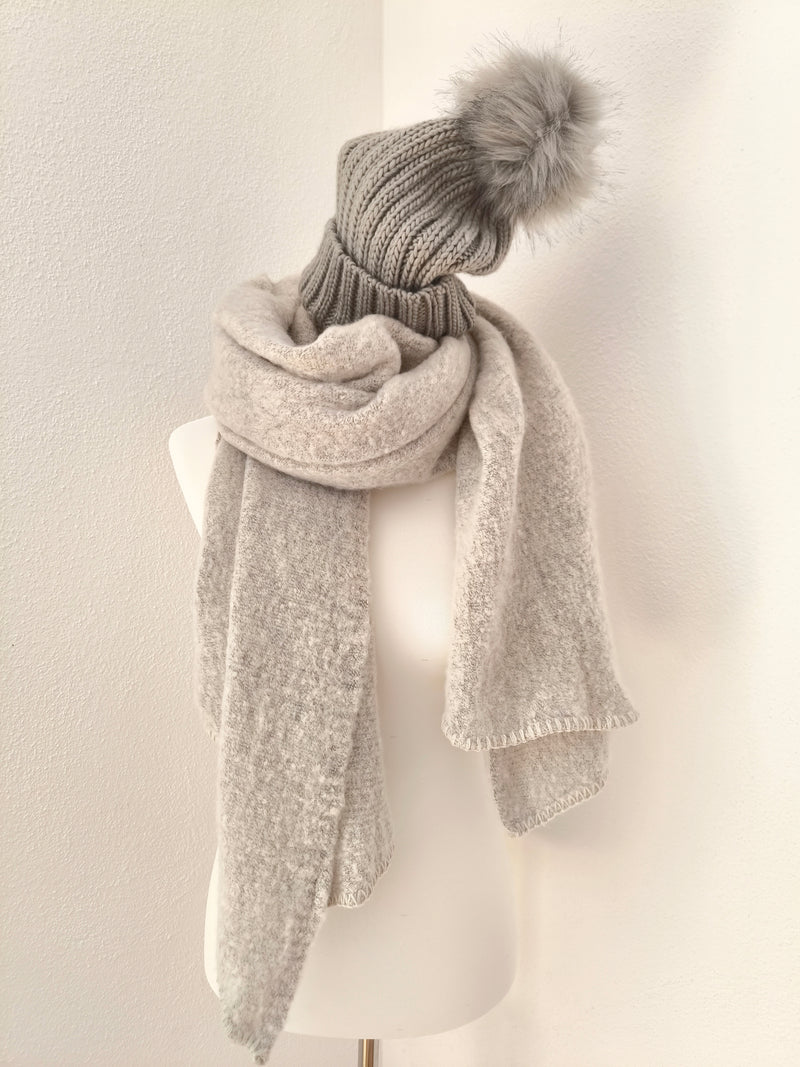 Winterschal Superweich - Offwhite meliert