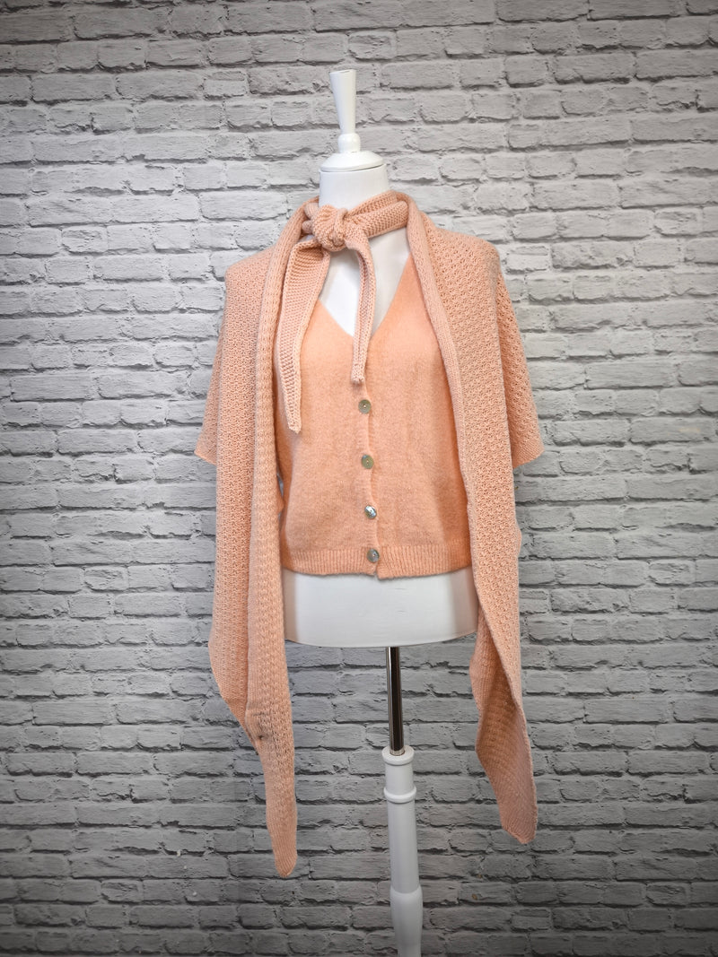 Dreieck Stricktuch Poncho- HELLER FRÜHLING SOMMER