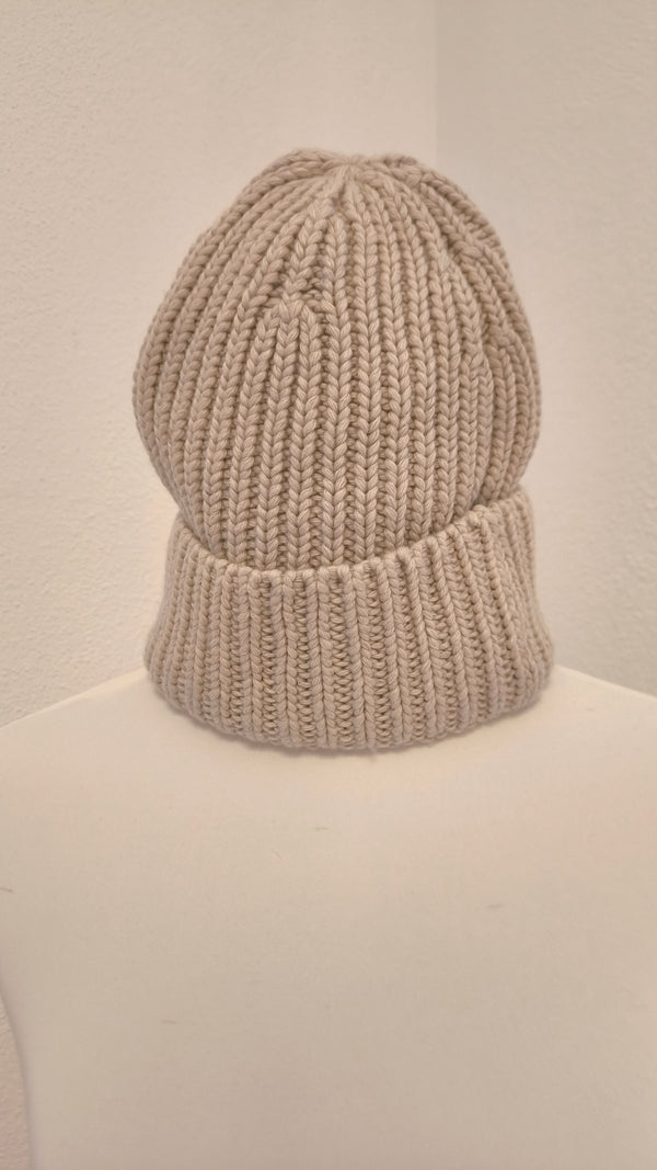 RIPP- STRICKMÜTZE MIT KASCHMIR- DUNKLER FRÜHLING SOMMER