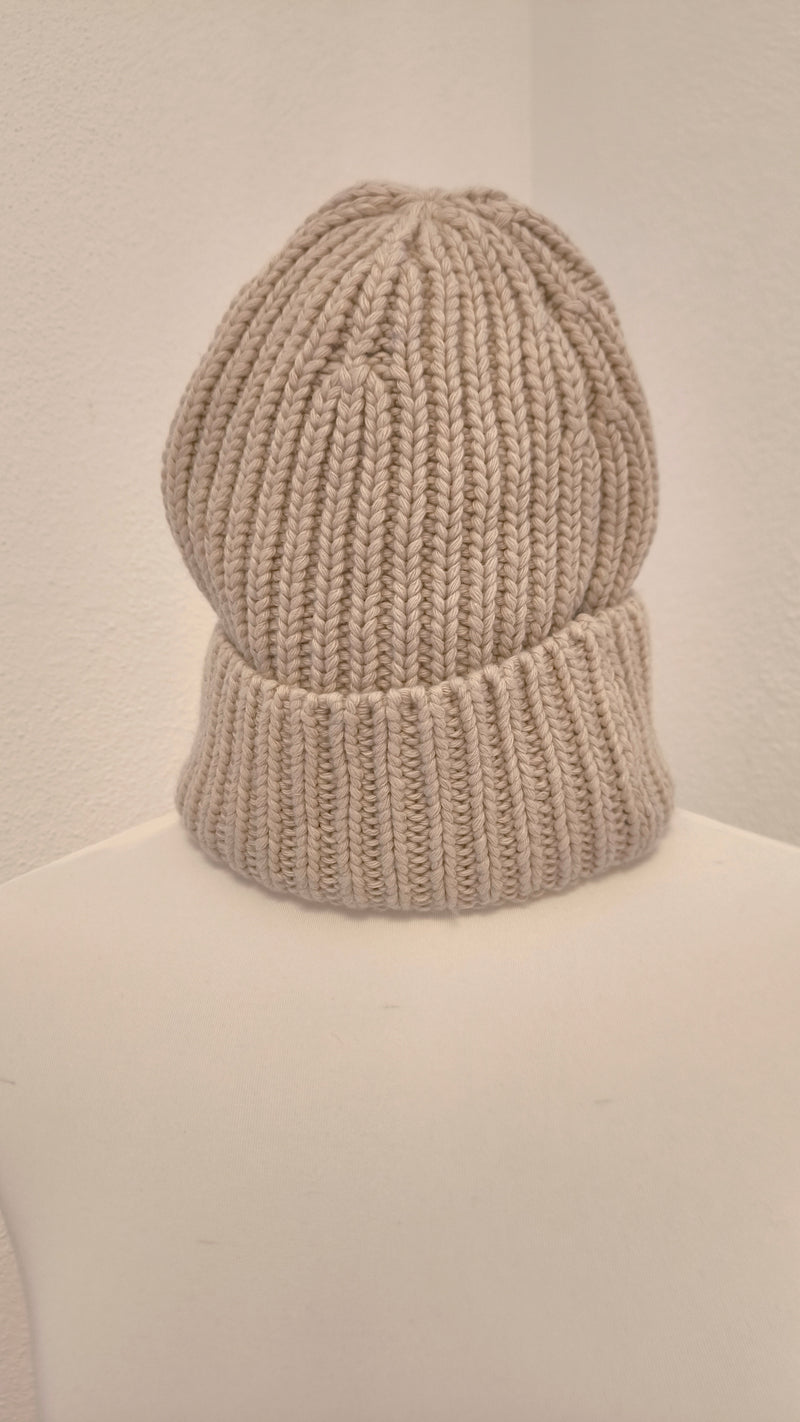 RIPP- STRICKMÜTZE MIT KASCHMIR- DUNKLER FRÜHLING SOMMER