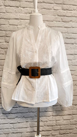 Hochwertige Bluse aus Baumwolle mit Spitzendetails- HERBST WINTER