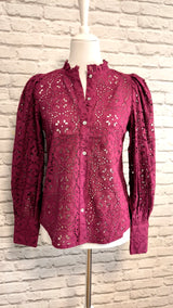 Hochwertige Baumwollbluse mit Spitzendetails- HERBST WINTER