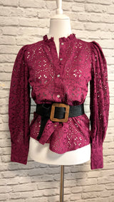 Hochwertige Baumwollbluse mit Spitzendetails- HERBST WINTER