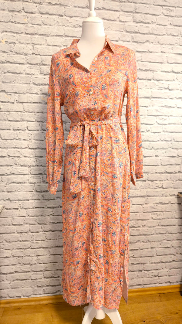 Leichtes Viskosekleid mit Bindegürtel- HELLER FRÜHLING SOMMER