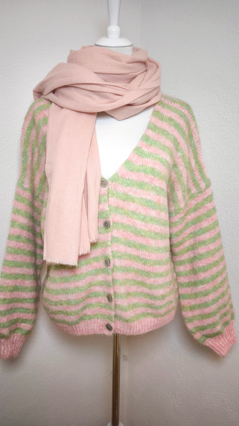 Gestreifte Strickjacke mit Knöpfen- HELLER FRÜHLING SOMMER