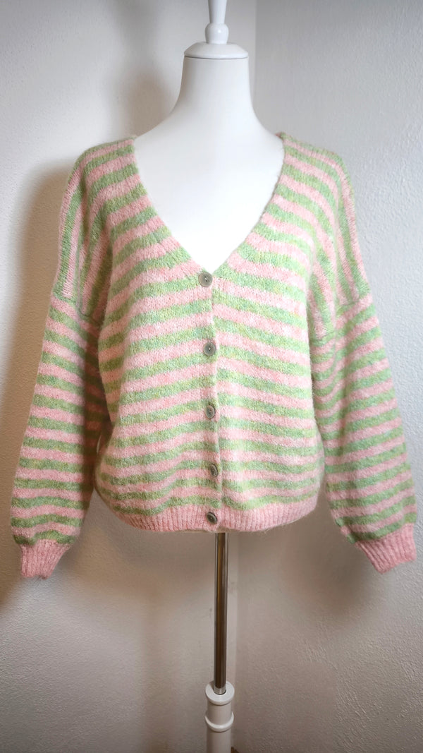 Gestreifte Strickjacke mit Knöpfen- HELLER FRÜHLING SOMMER