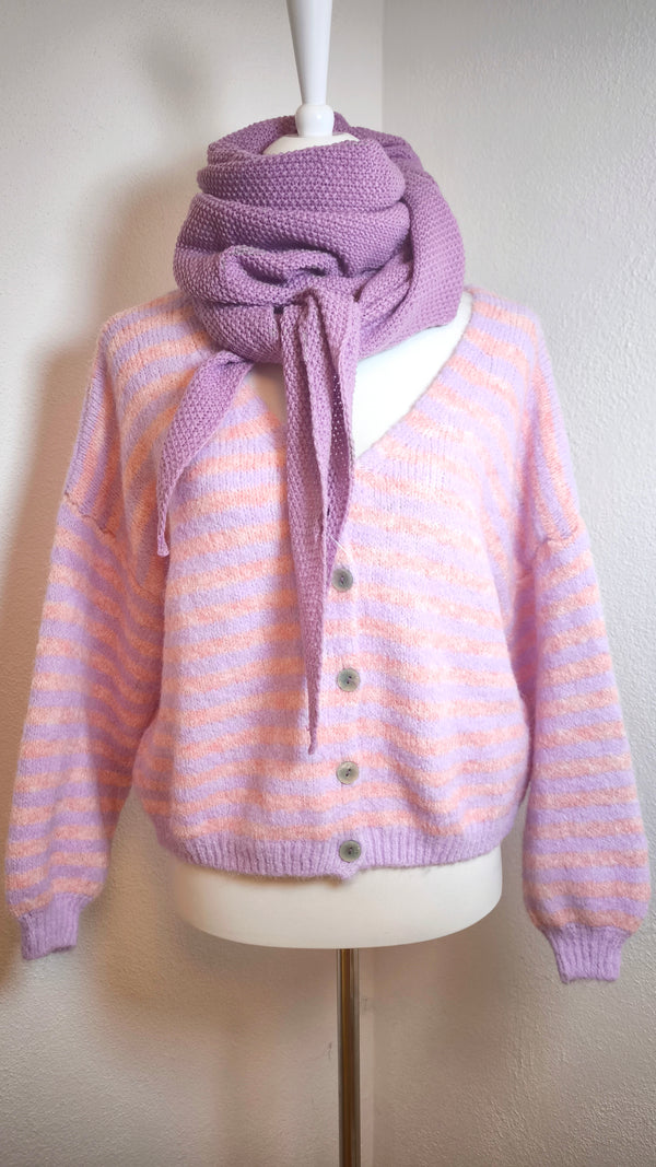 Gestreifte Strickjacke mit Knöpfen- FRÜHLING SOMMER