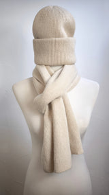 WINTERENSEMBLE SCHAL & MÜTZE MIT KASCHMIR - BEIGE