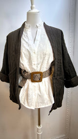 Kimonojacke aus Musselin- Espresso