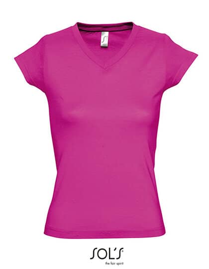 T-SHIRT mit V- Ausschnitt- Fuchsia
