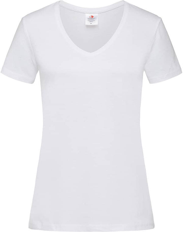 Klassisches Bio T- Shirt mit V- Ausschnitt- Weiß