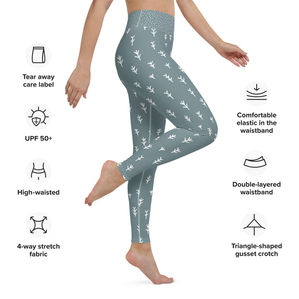 Yoga-Leggings- Graugrün gemustert