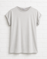 BIO COTTON T-SHIRT MIT GERADEM ÄRMEL UND AUFGEROLLTEM ÄRMELSAUM- DELIGHT SPRING