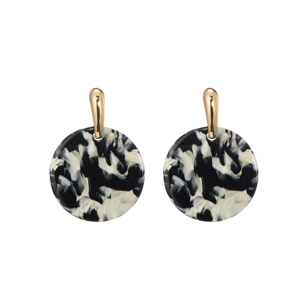 Ohrringe Schwarz/ Beige/ Gold gemustert