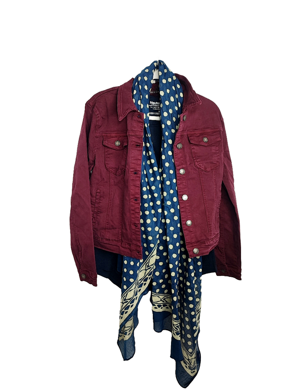 Jeansjacke mit Stretch- Weinrot