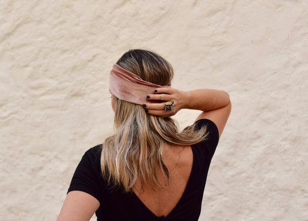 Samt-Turban-Stirnband- Rosé