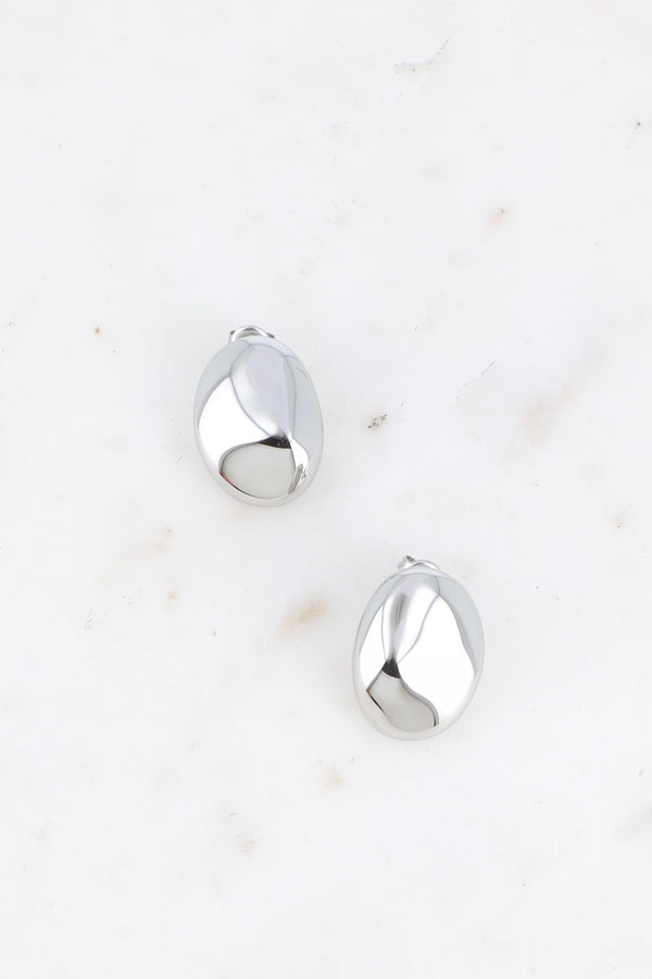 Ohrstecker mit ovalem Spiegelmuster- Silber