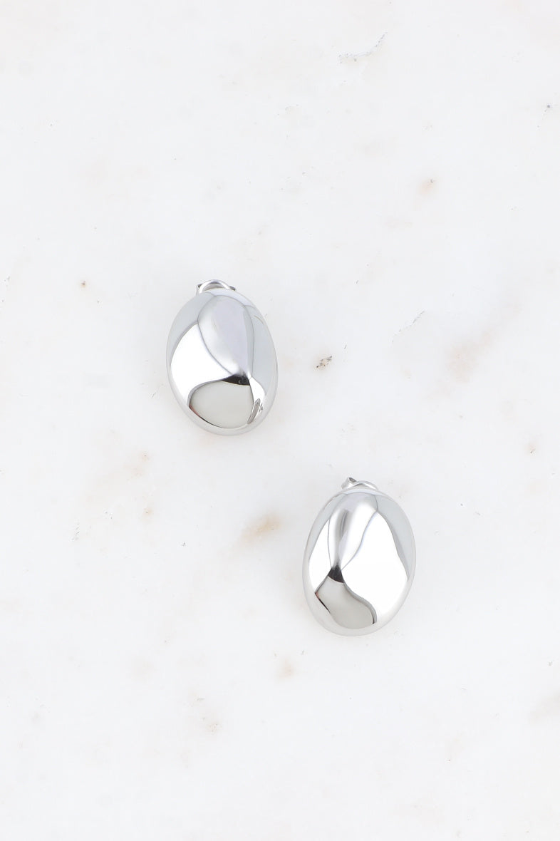 Ohrstecker mit ovalem Spiegelmuster- Silber