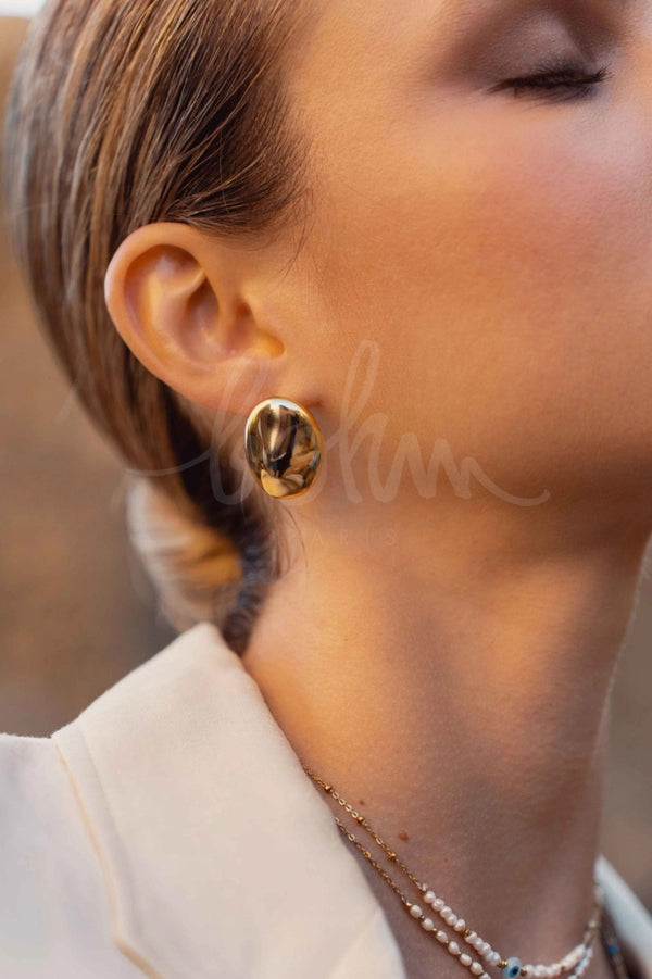 Ohrstecker mit ovalem Spiegelmuster- Gold